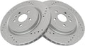 TRQ Rear Performance Brake Rotors Set G-Coated Cross Drilled & Slotted