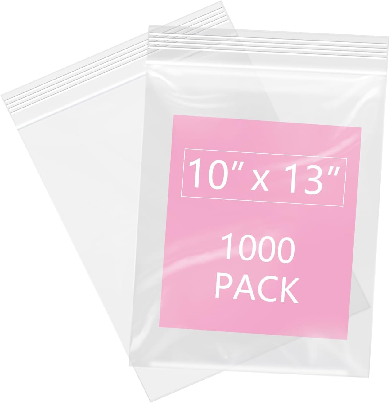 Reclosable Plastic Zip Bags - 1000 Pcs 10 in x 13 in Size