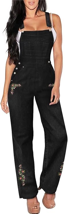 Hybrid & Company Womens Super Comfy Stretch Denim Jumpsuit Overalls