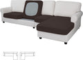 Chocolate 4-Piece Stretch Couch Cushion Covers for L-Shape Chaise