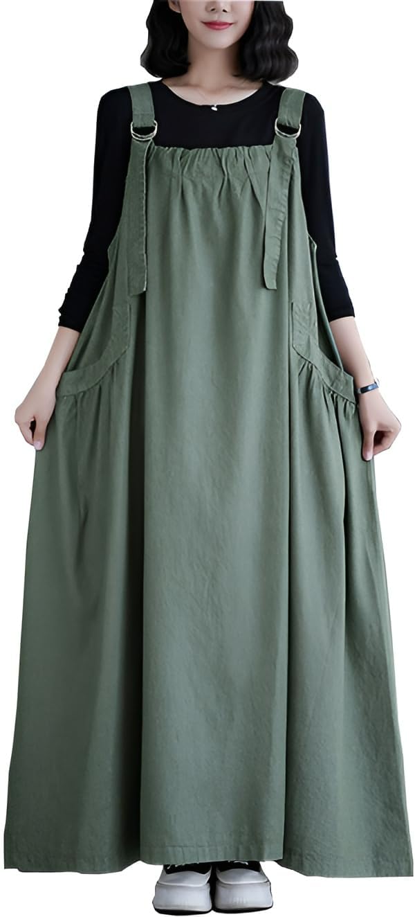 Denim Jumper Dress for Women - Loose Baggy Maxi Style