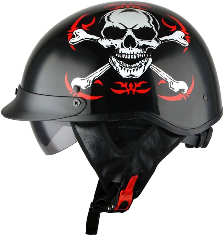 1Storm Motorcycle Half Face Helmet with Smoked Visor for Safety