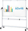 Double-Sided Mobile Whiteboard 60 x 48 in - Rolling Magnetic Dry Erase