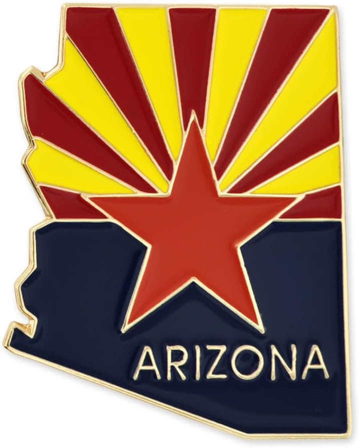 Arizona State Shape Flag Lapel Pin - Vibrant Gold Plated Design