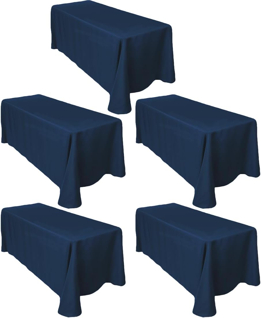 LTC LINENS 5-Pack Rectangular Tablecloths for Elegant Events