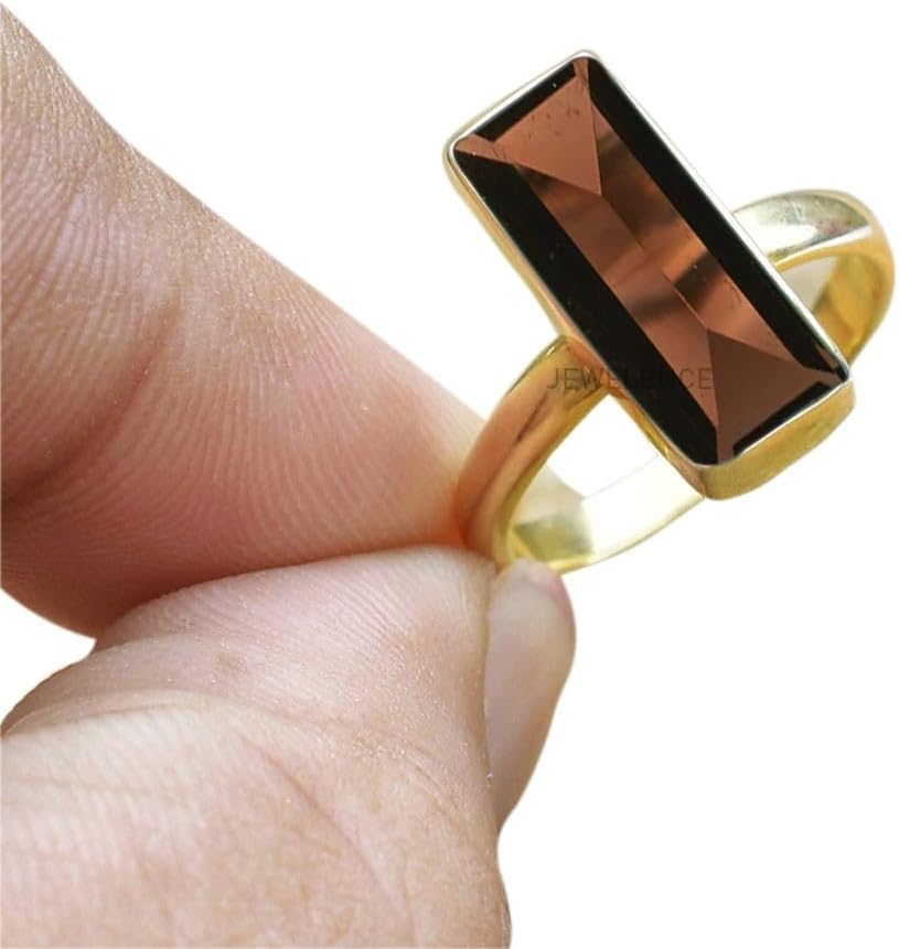 18K Yellow Gold Overlay Sterling Silver Engagement Ring for Women