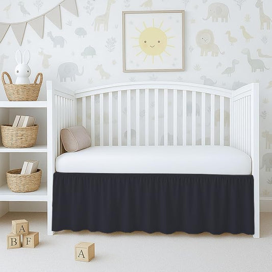 100% Egyptian Cotton Crib Skirt by Silentnight - Black Solid