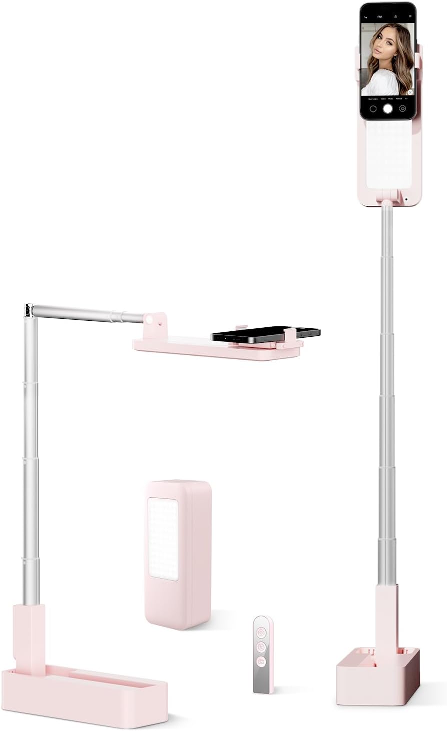 Overhead Phone Stand for Recording with Light and Remote Control
