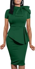 Peplum Bodycon Ruffle Pencil Party Dress - Flattering Fit