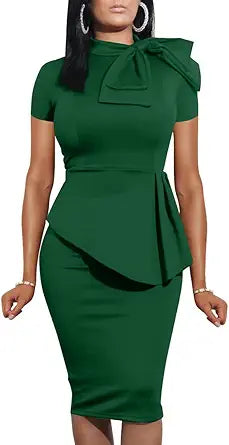 LAGSHIAN Women Fashion Peplum Bodycon Dress for Parties