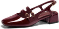 Coutgo Womens Mary Jane Chunky Low Heels Slingback Pumps (Style RHYL)