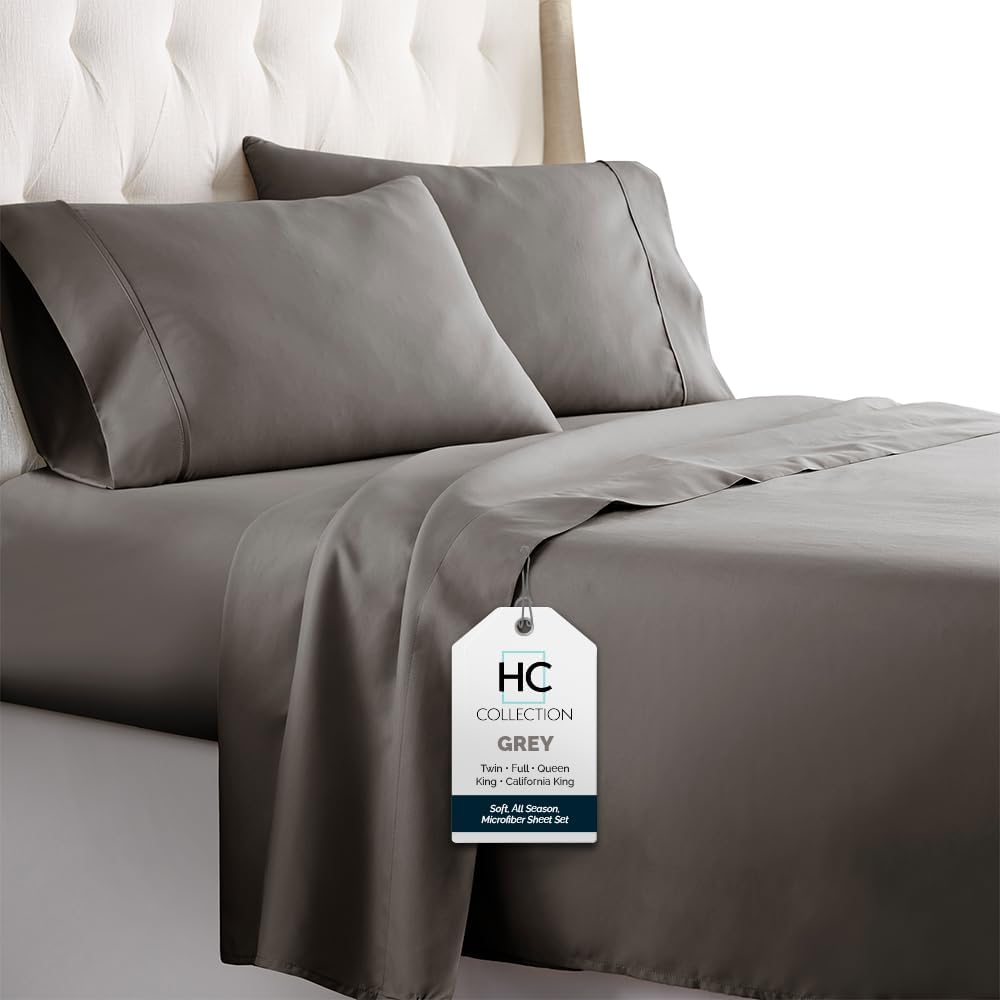 HC COLLECTION King Bed Sheets Set - Luxury Microfiber Bedding