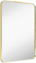 Wall Mount Mirror for Bathroom 16 in x 20 in Brushed Gold - Rounded