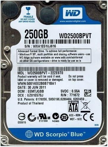 WD2500BPVT 250GB Scorpio Blue Hard Drive for Reliable Storage