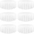 120 in Round White Tablecloth 6 Pack - Washable Polyester