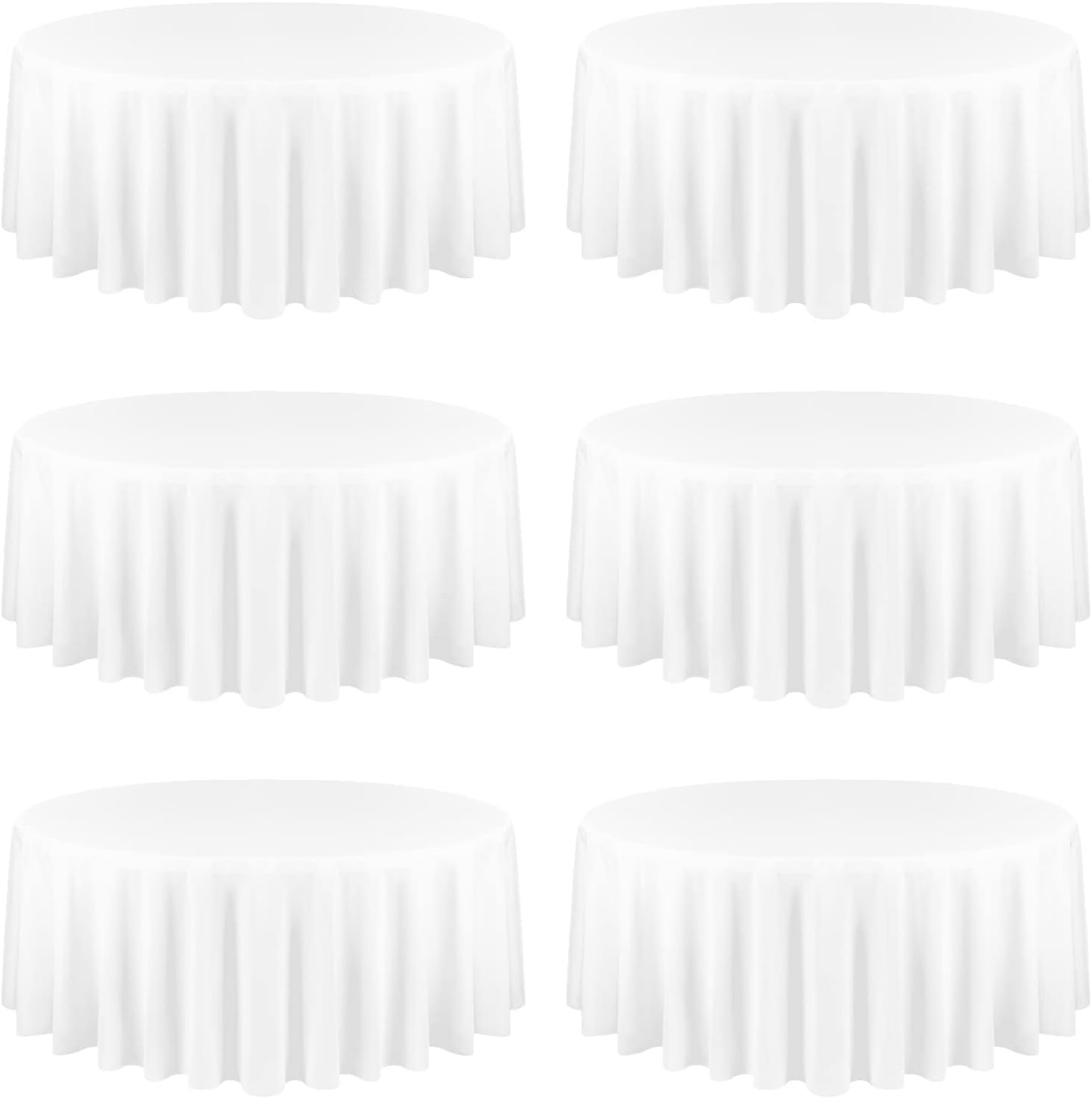 120 Inch Round Tablecloths for Weddings and Parties - 6 Pack