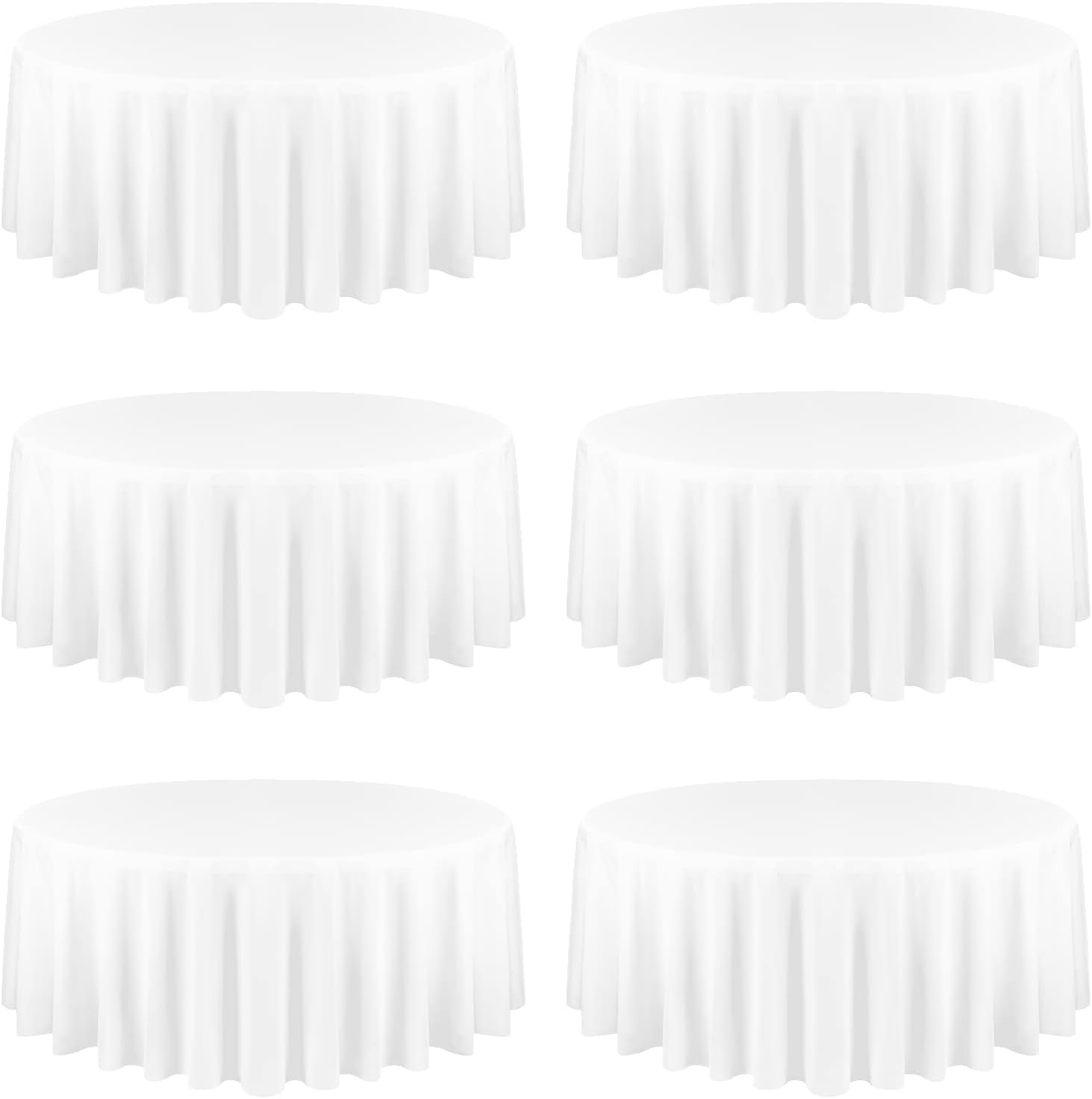 120 Inch Round Tablecloths for Weddings and Parties - 6 Pack