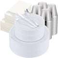 700 PCS Silver Plastic Dinnerware for 100 Guests - Elegant Party Set
