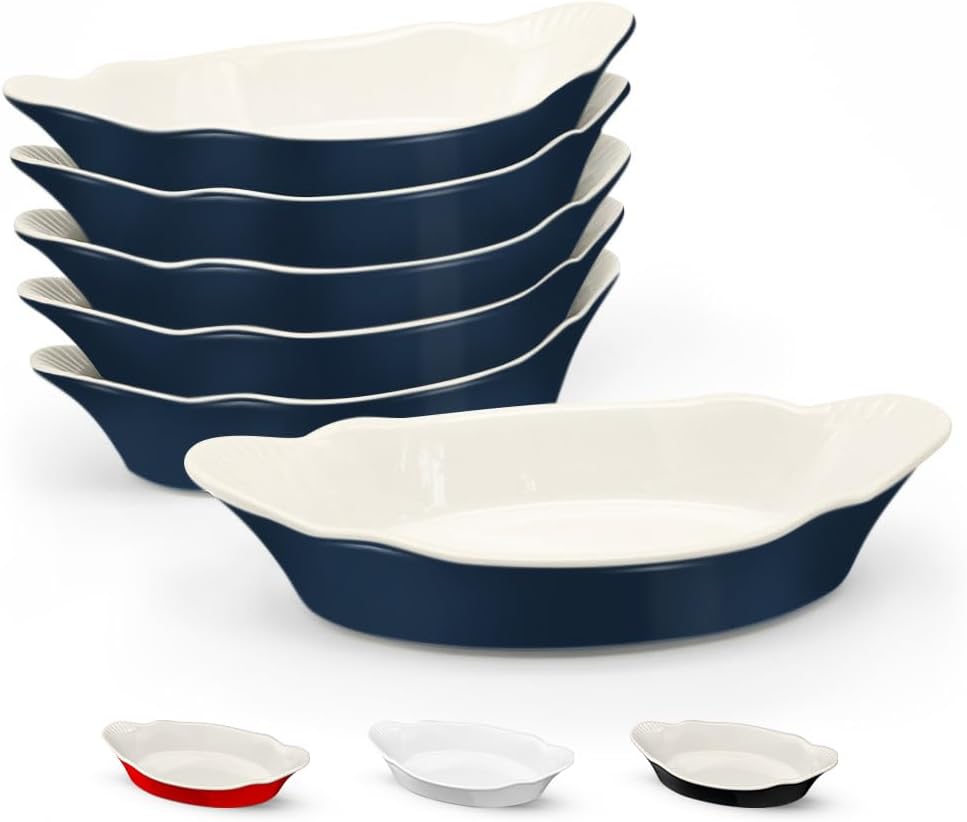 Au Gratin Baking Dishes Set of 6 for Individual Servings