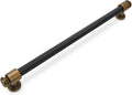 10 in Black and Antique Brass Cabinet Handles 6 Pack - Knurled Pulls