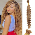 Blonde Human Braiding Hair Deep Water Wave Bulk 26in - Wet & Wavy