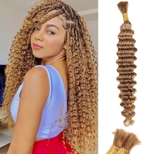 Blonde Human Braiding Hair Deep Water Wave for Boho Styles