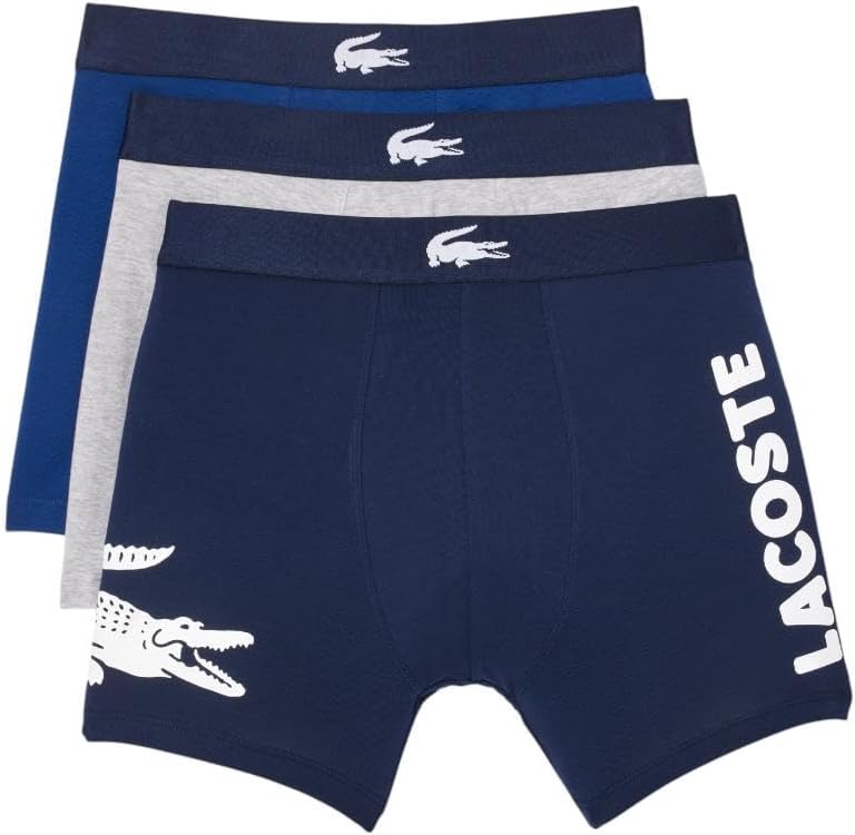 Lacoste Men's Cotton Stretch Big Croc Print Trunks, 3-Pack Review