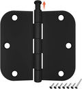 HOSOM 60 Pack Rounded Matte Black Door Hinges 3.5 in - Complete Set