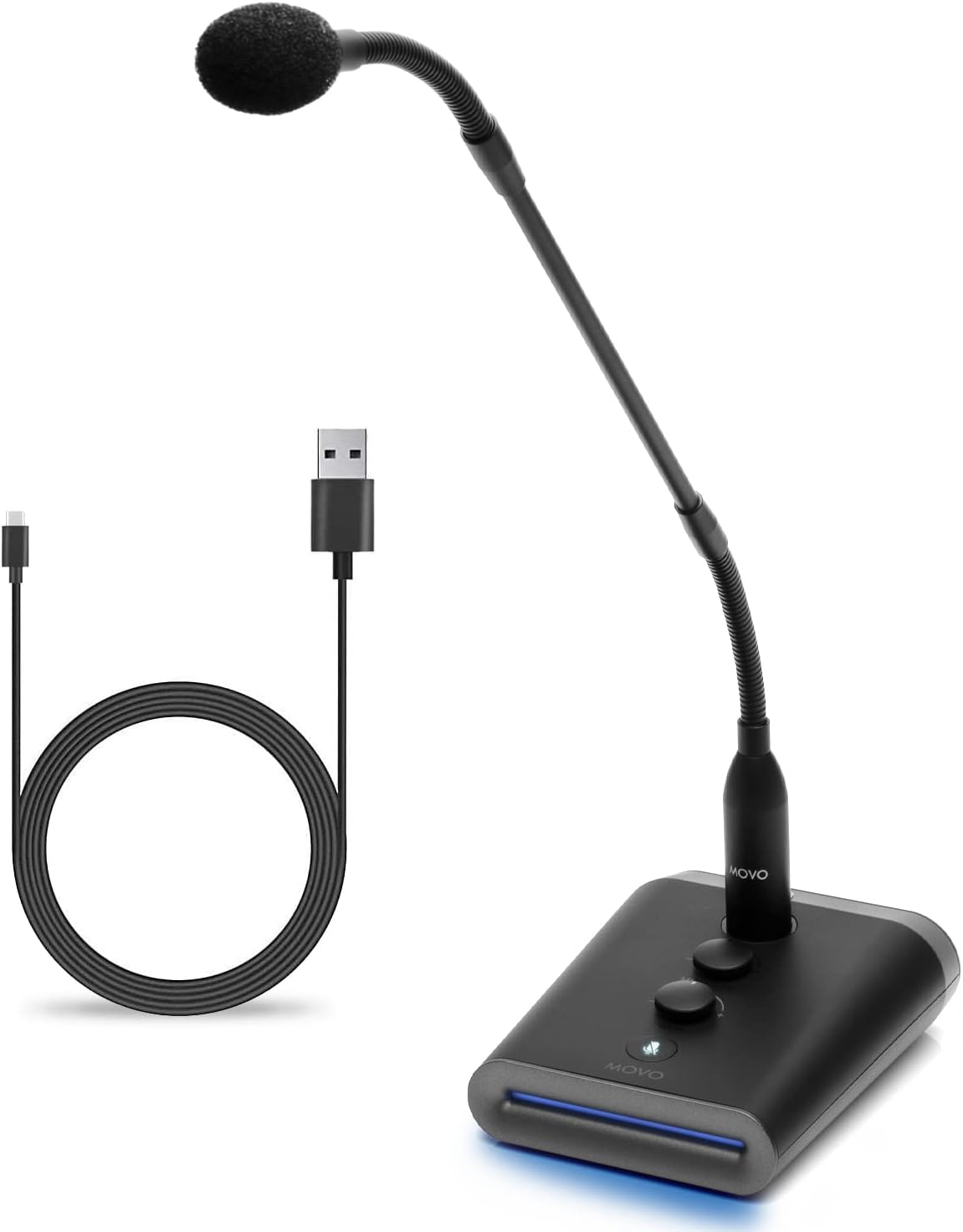 Movo GM-7 Gooseneck Microphone with USB Interface for Streaming