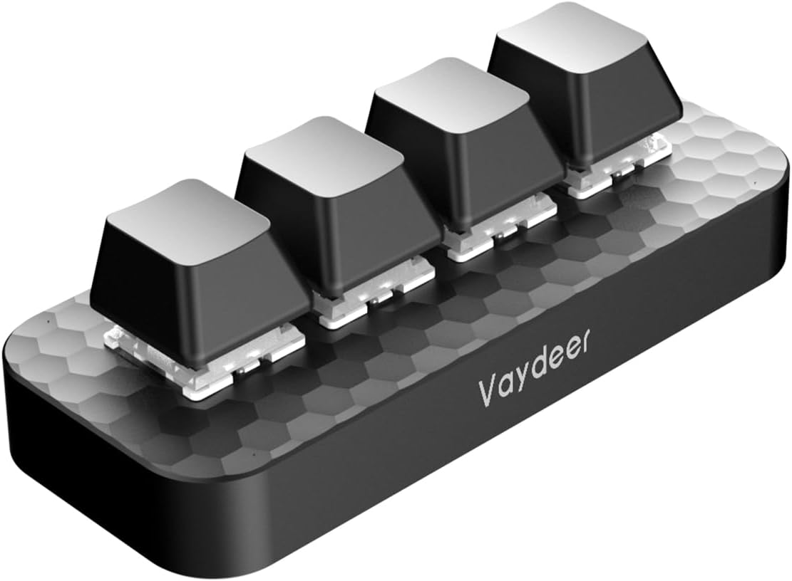 Vaydeer One-Handed Mechanical Keyboard with 4 Programmable Keys