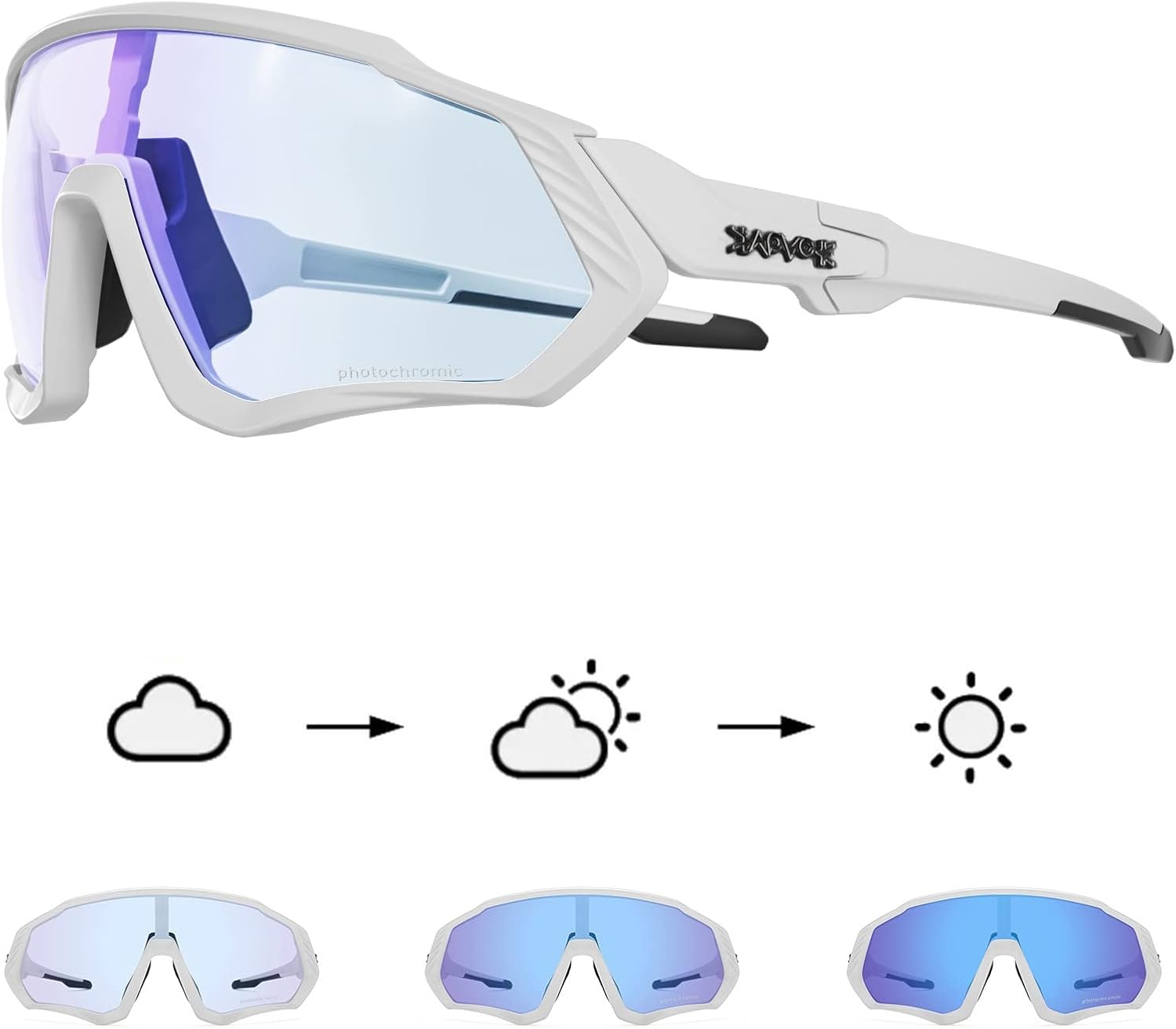 KAPVOE Photochromic Cycling Glasses for Men and Women MTB