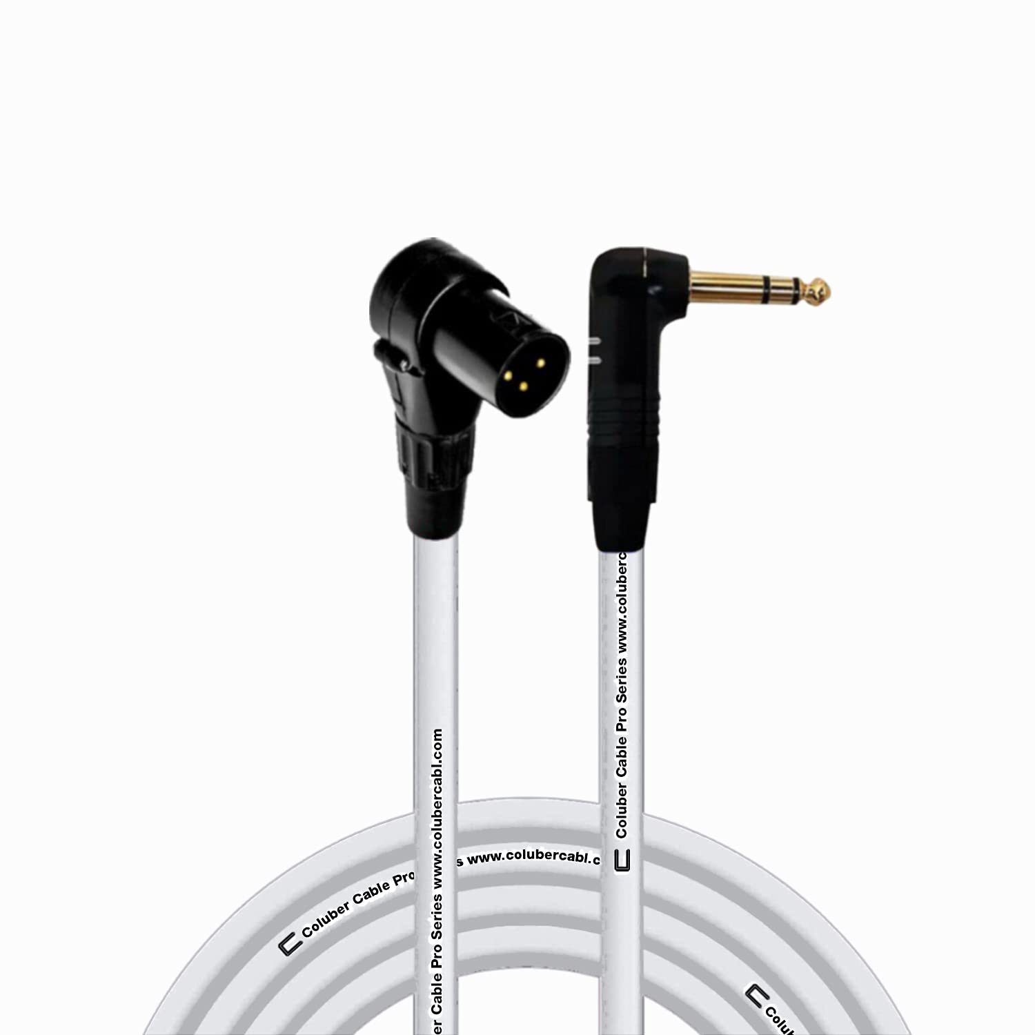 Right Angle XLR Male to 1/4 TRS Cable - 25 Feet White