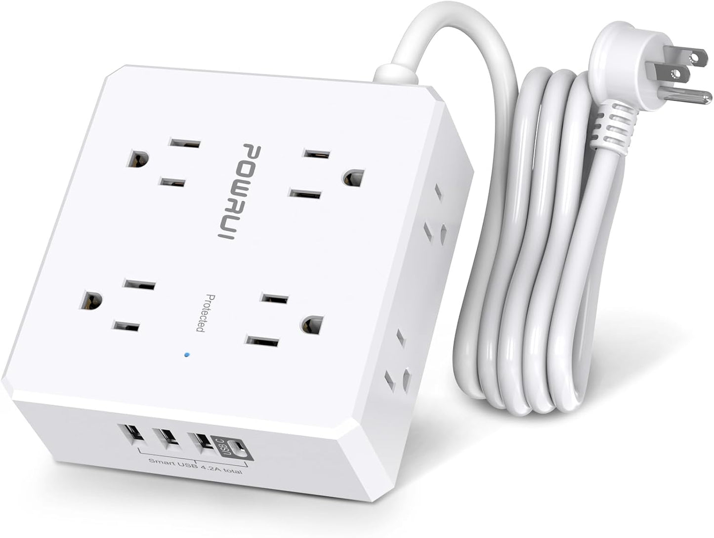 POWRUI Surge Protector Power Strip - Ultimate Plug Extension