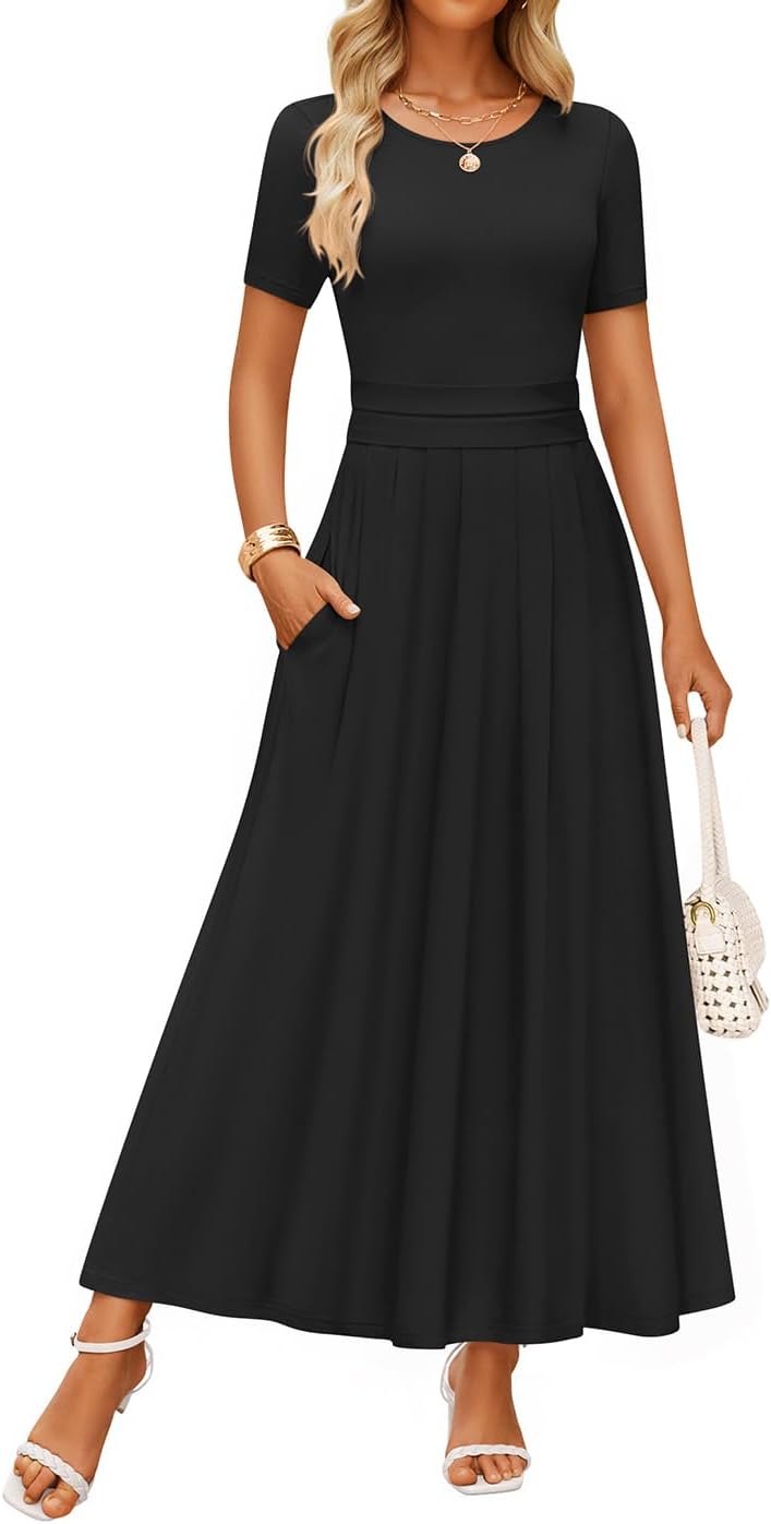 ZESICA Women's Summer Short Sleeve Maxi Dress for Every Occasion