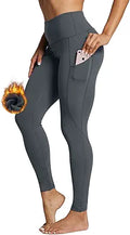 Fleece Lined Leggings Women High Waisted Thermal with Pockets - Warm
