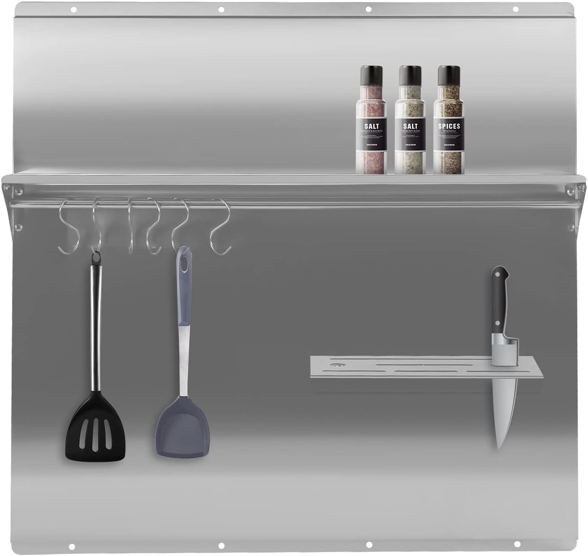 Stainless Steel Range Backsplash with Shelf and Storage Rack