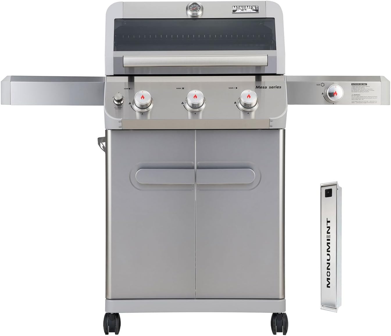 Monument Grills Outdoor Barbecue Stainless Steel 3 Burner Grill