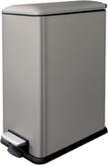 12 Gallon Slim Kitchen Trash Can, Stainless Steel - Space-Saving
