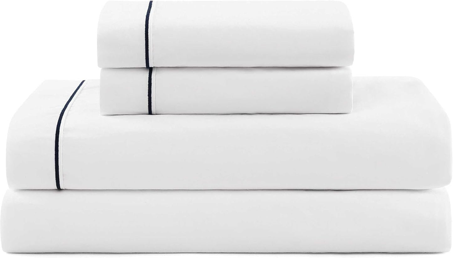 Tommy Hilfiger Cotton Percale Sheet Set for Queen Bed
