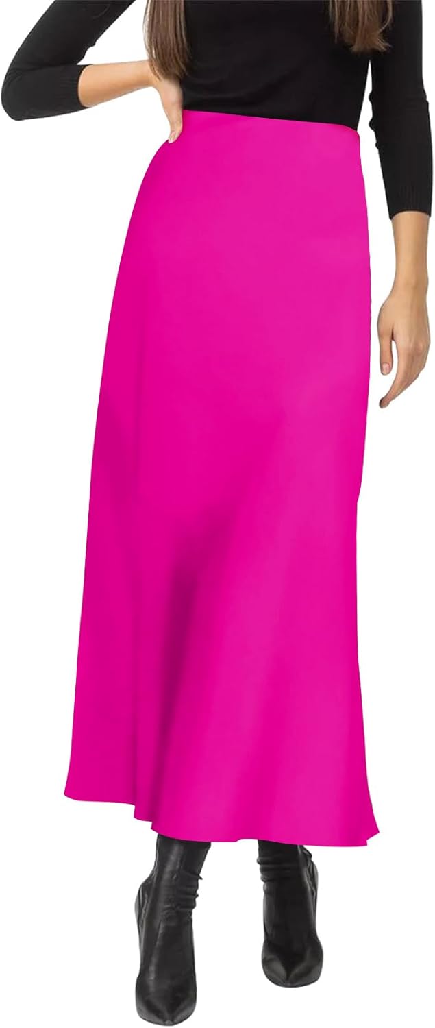 Women's Satin Silky High Waist Maxi Skirt for Elegant Style