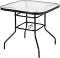 Glass Patio Table with Umbrella Hole 32 in Square - Quick Assemble