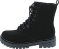 Soda FIRM Black Lug Sole Combat Ankle Bootie for Women - Chunky Heel