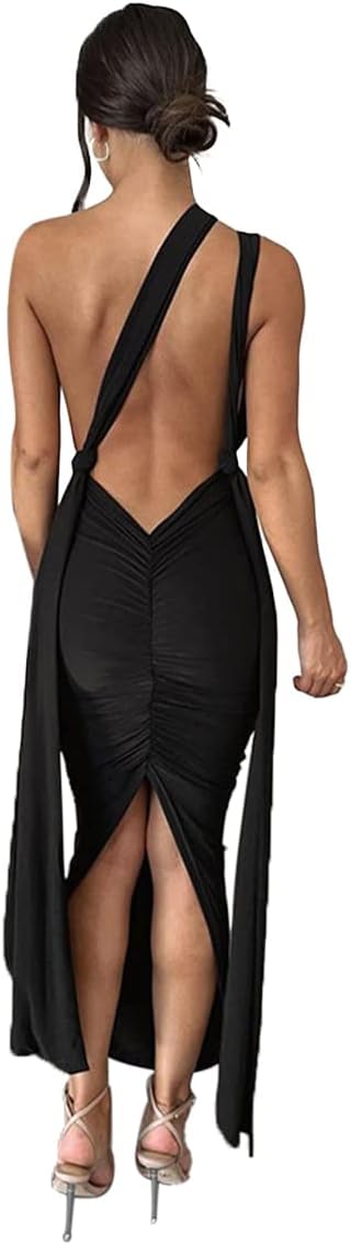 Women Sexy Backless Bodycon Maxi Dress for Elegant Parties