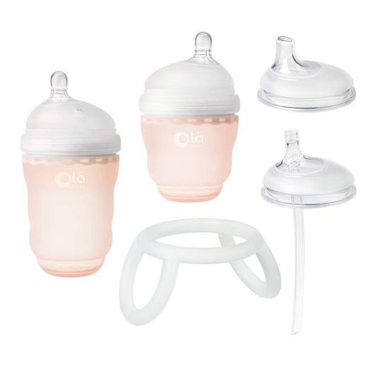 Olababy Bottle Transitional Set for Easy Feeding in Coral