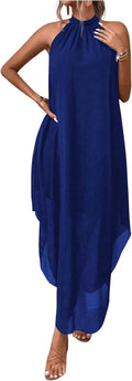 Verdusa Women's Fall Formal Halter Asymmetrical Boho Maxi Dress