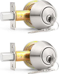 Probrico Satin Nickel Double Cylinder Deadbolt with 2 Side Keyed