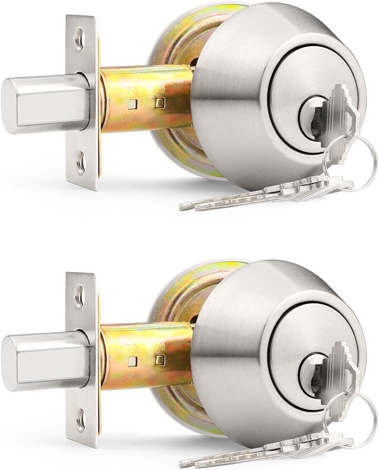 Probrico Satin Nickel Double Cylinder Deadbolt for Security Needs