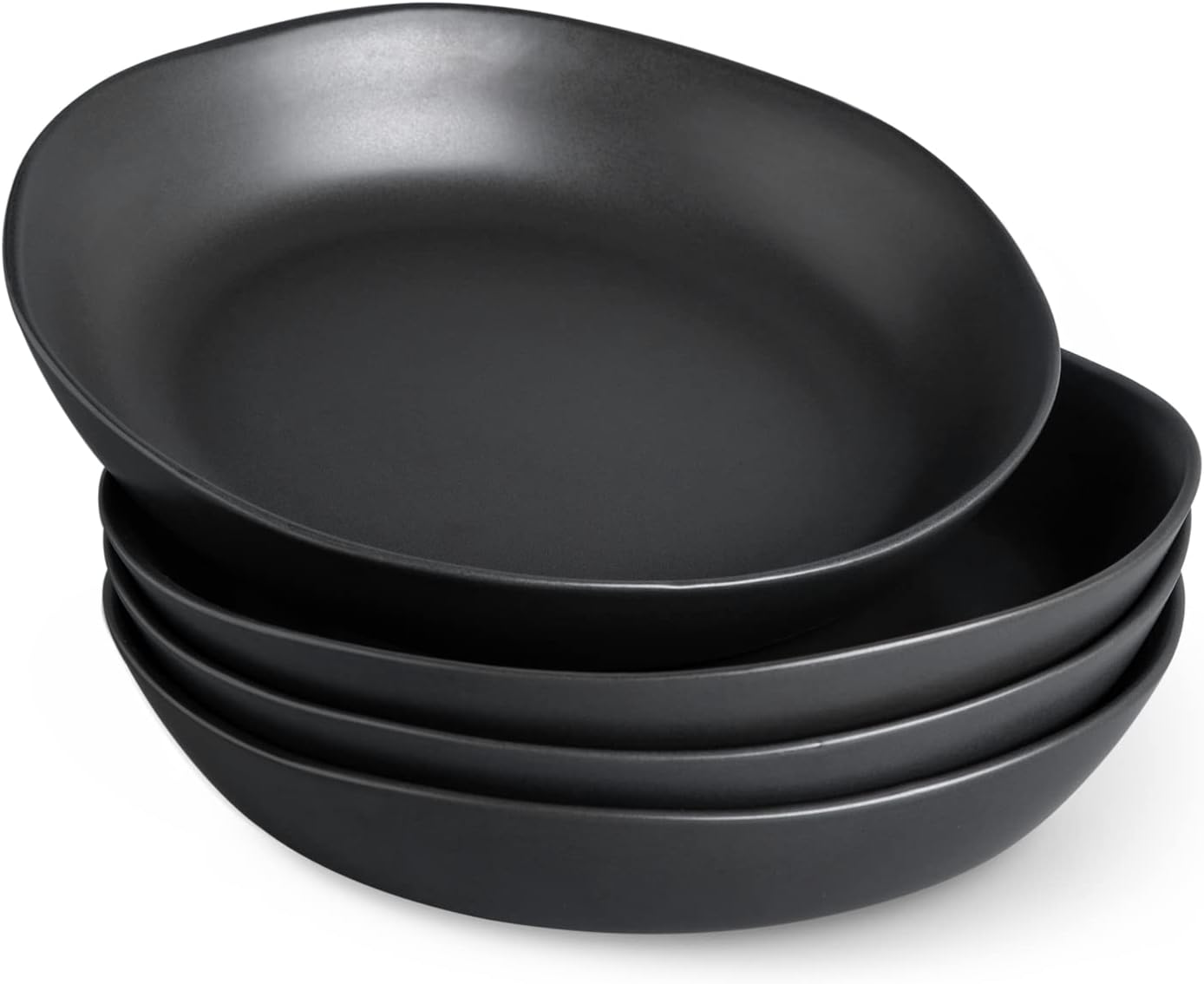Large Ceramic Pasta Bowls Set of 4 - 38oz Stoneware for Meals