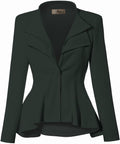 Women's Casual Work Peplum Blazer - Double Lapel Single Button Fit you