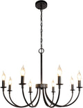 Black Farmhouse Chandeliers 8 Light Rustic Iron Candle Chandelier